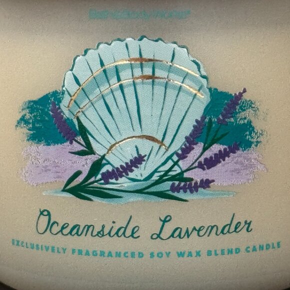 BBW Oceanside Lavender Bath & Body Works 3 Wick Candle - Picture 3 of 10
